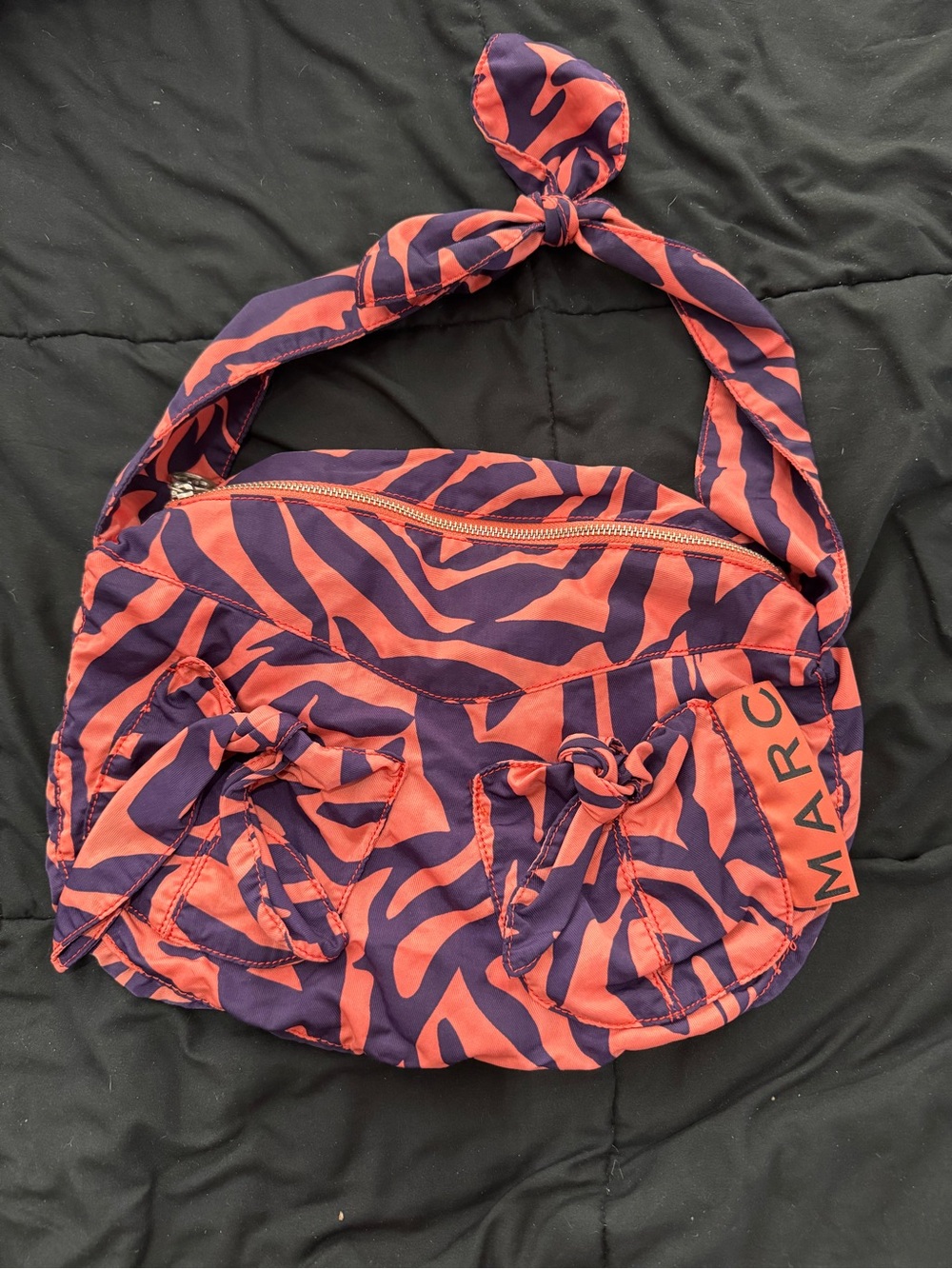 Vintage Marc Jacobs Coral and Plum Zebra-Print Hobo Bag